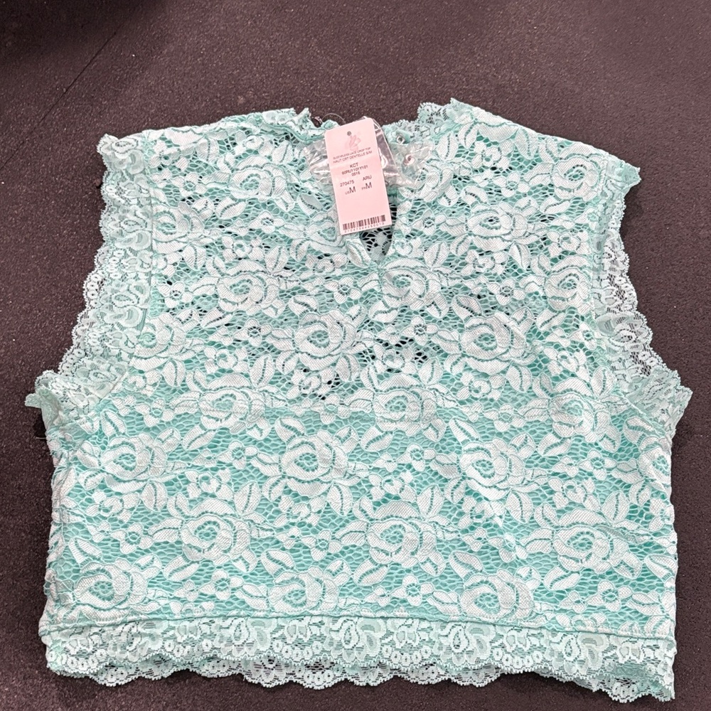 bebe Mint Lace Crop Top